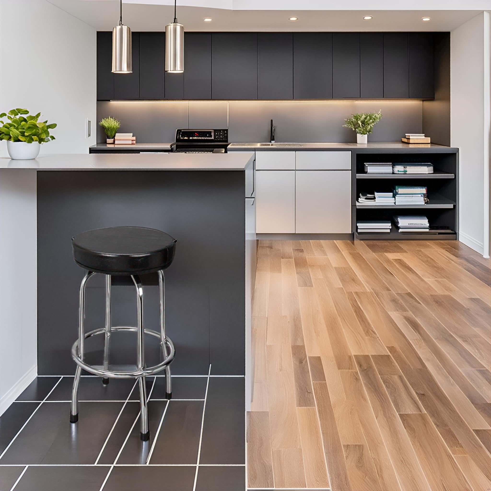 Big Red Torin Swivel Bar Stool: Padded Garage/Shop Seat With Chrome Plated Legs, Black, 28.74' Tall, 18.5' Diameter