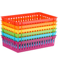 Wenqik 6 Pack Small Plastic Baskets for Organizing, Bright Colors