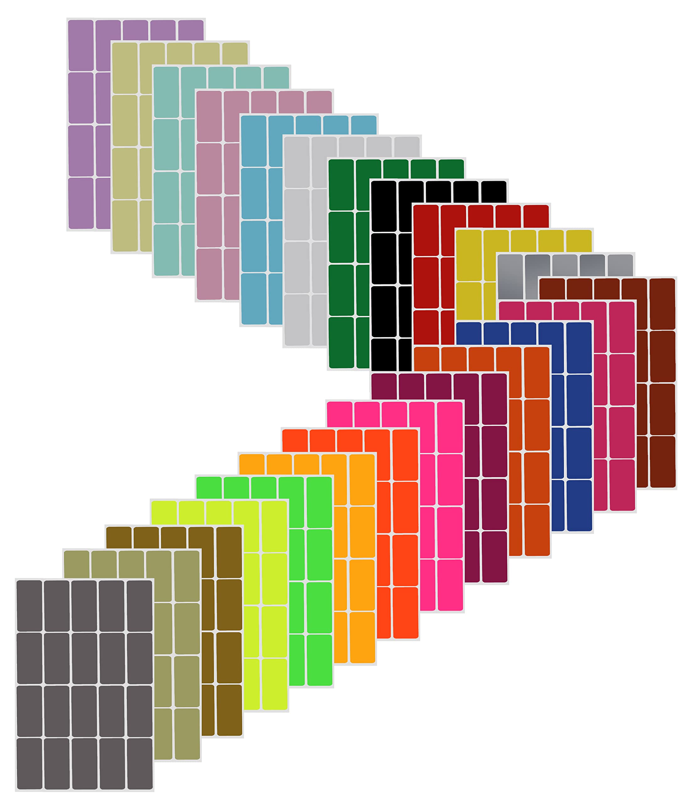 Royal Green Colored Labels Stickers In 24 Colors 40X19Mm (1.57 Inch X 0.75) Rectangular Sticker For Inventory And Labeling - 480