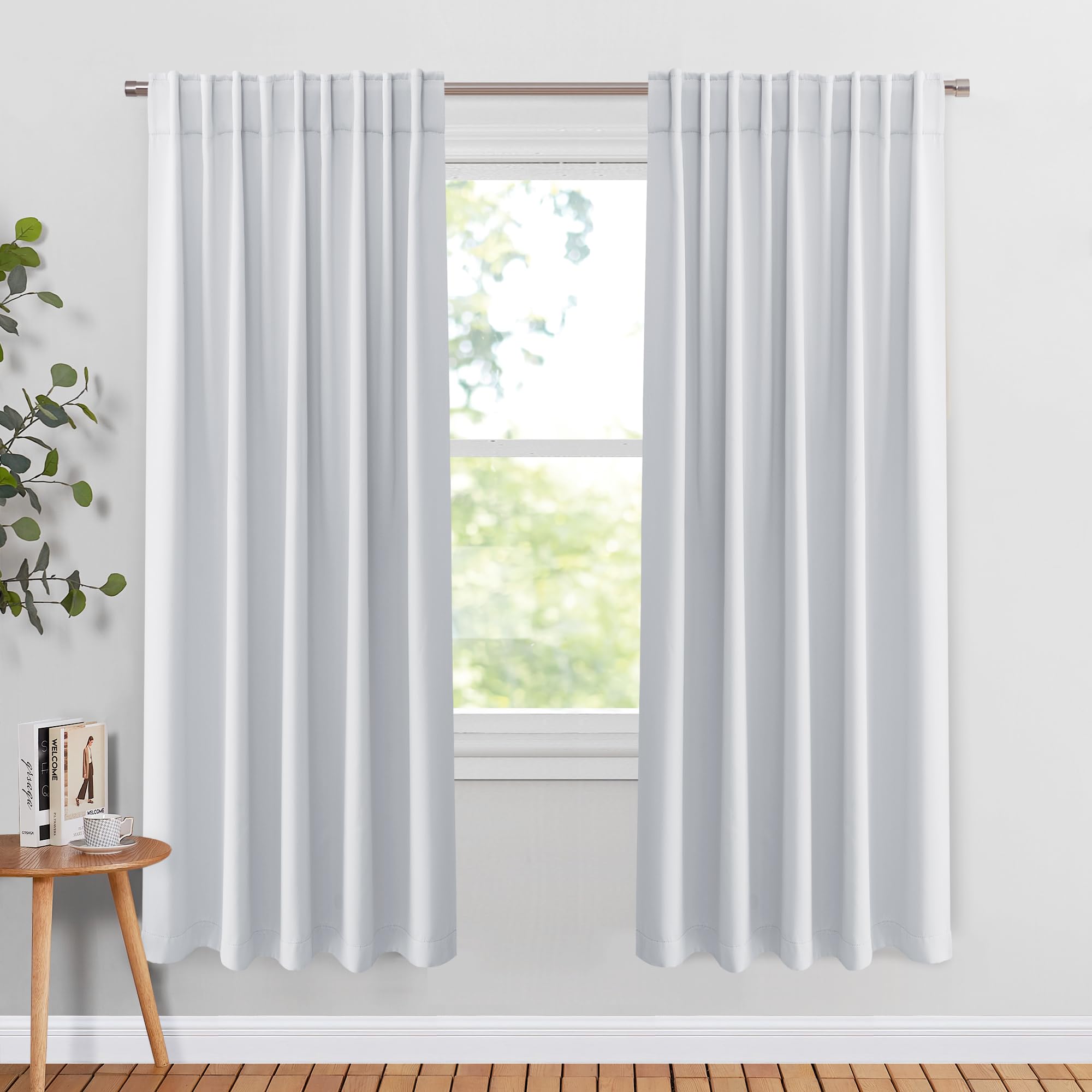 PONY DANCE Blackout Curtains Thermal Insulated Window Treatment Panels Back Tab/Rod Pocket Bedroom Draperies,70x63 Inch,Greyish 
