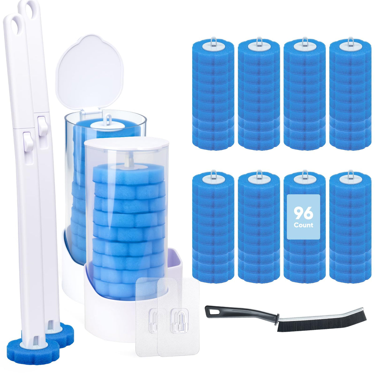 2 Pack Disposable Toilet Brush and Holder Set, Wall Mounted Toilte Wand Kit