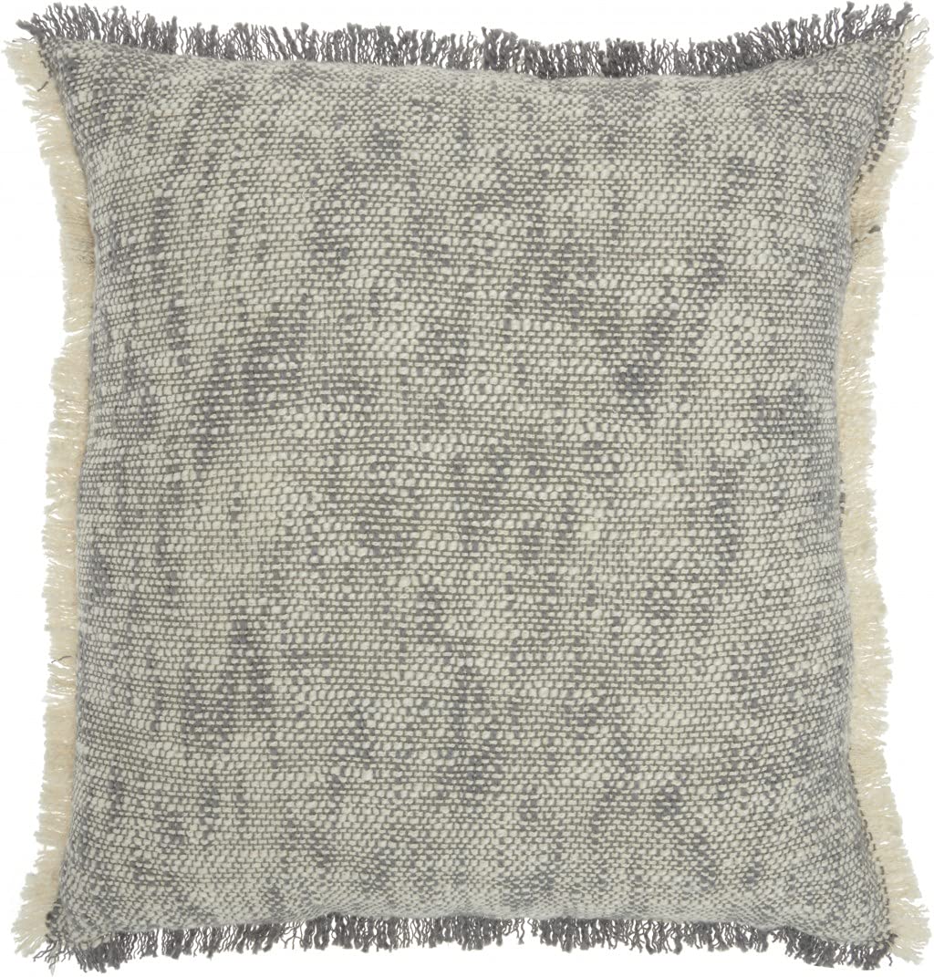 HomeRoots Grey 100% Cotton Gray and Ivory Abstract Pattern Throw Pillow