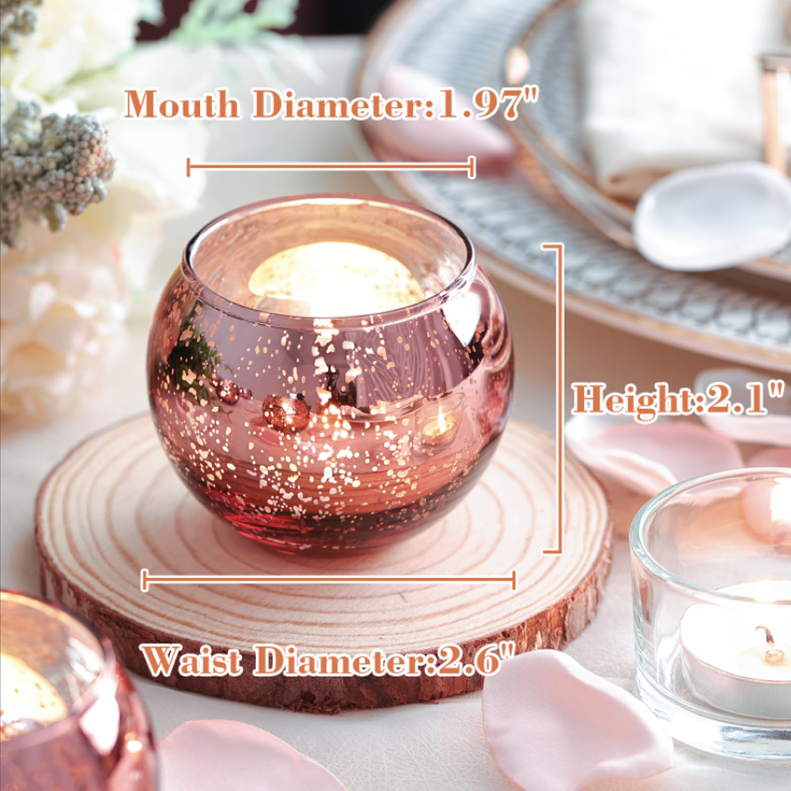 Lamorgift 36 Pcs Rose Gold Votive Candle Holders- Rose Gold Party Decorations For Wedding, Bridal Shower Decorations, Engagement