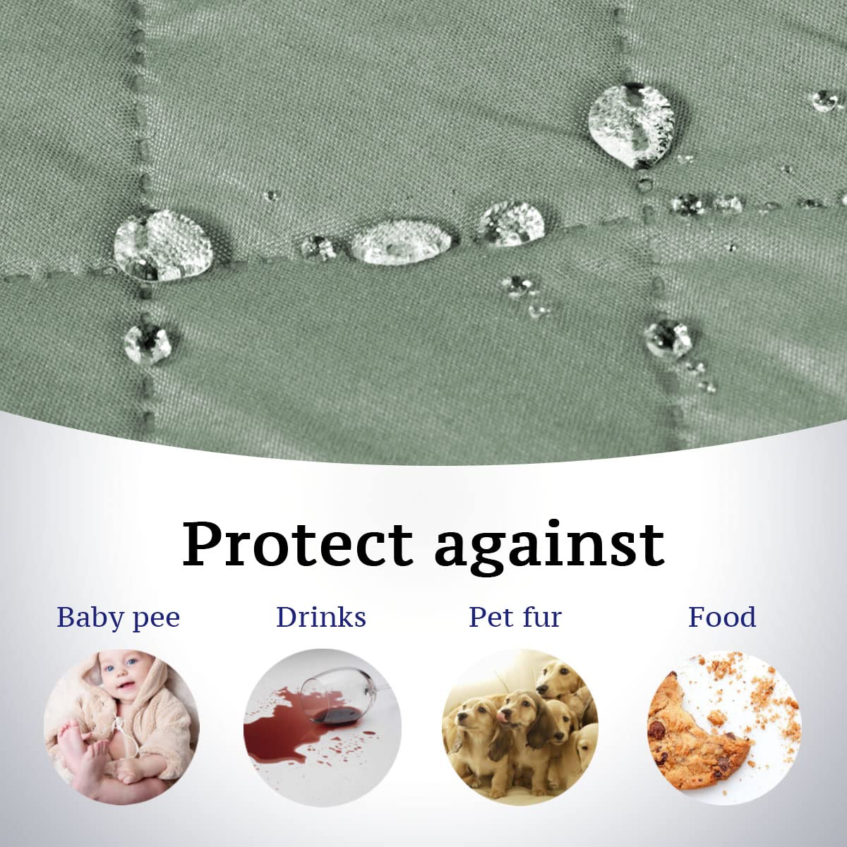 H.Versailtex Sofa Protector For Dogs/Cats/Pets Sofa Covers Slipcover Quilted Couch Coveres Loveseat Covers With Non Slip Elastic Strap Water Resistant Seat Width: 46' (Loveseat, Sage/Beige)