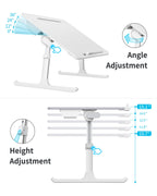 Laptop Bed Tray Table, Saiji Adjustable Bed Desk For Laptop, Foldable Laptop Stand With Storage Drawer For Eating, Working, Writ