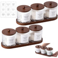 Vesici 6 Pack Bathroom Canisters Ribbed Apothecary Jars with Bamboo Lids 2 Bamboo Trays and 9 Label Stickers Cotton Swabs Holder