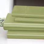 Homiest 4Pcs Satin Sheets Set Luxury Silky Satin Bedding Set With Deep Pocket, 1 Fitted Sheet + 1 Flat Sheet + 2 Pillowcases (Queen Size, Sage Green)