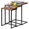 SUPER DEAL Nesting Side Tables Set of 3 Industrial C Shaped End Table Set Stackable Coffee Table Heavy Duty Metal Frame for Smal