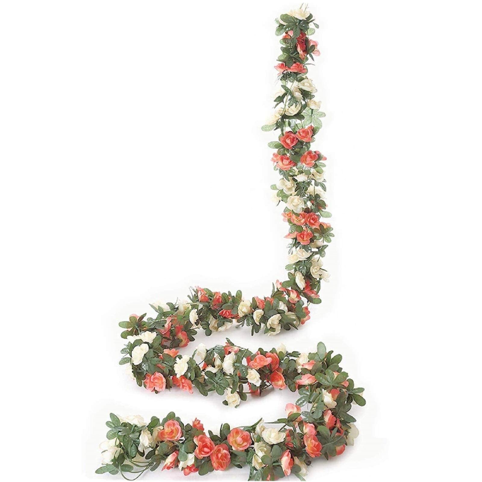 Miracliy 5 Pack 44 FT Fake Rose Vine Flowers Plants Artificial Flower Hanging Rose Ivy Home Hotel Office Wedding Party Garden Cr