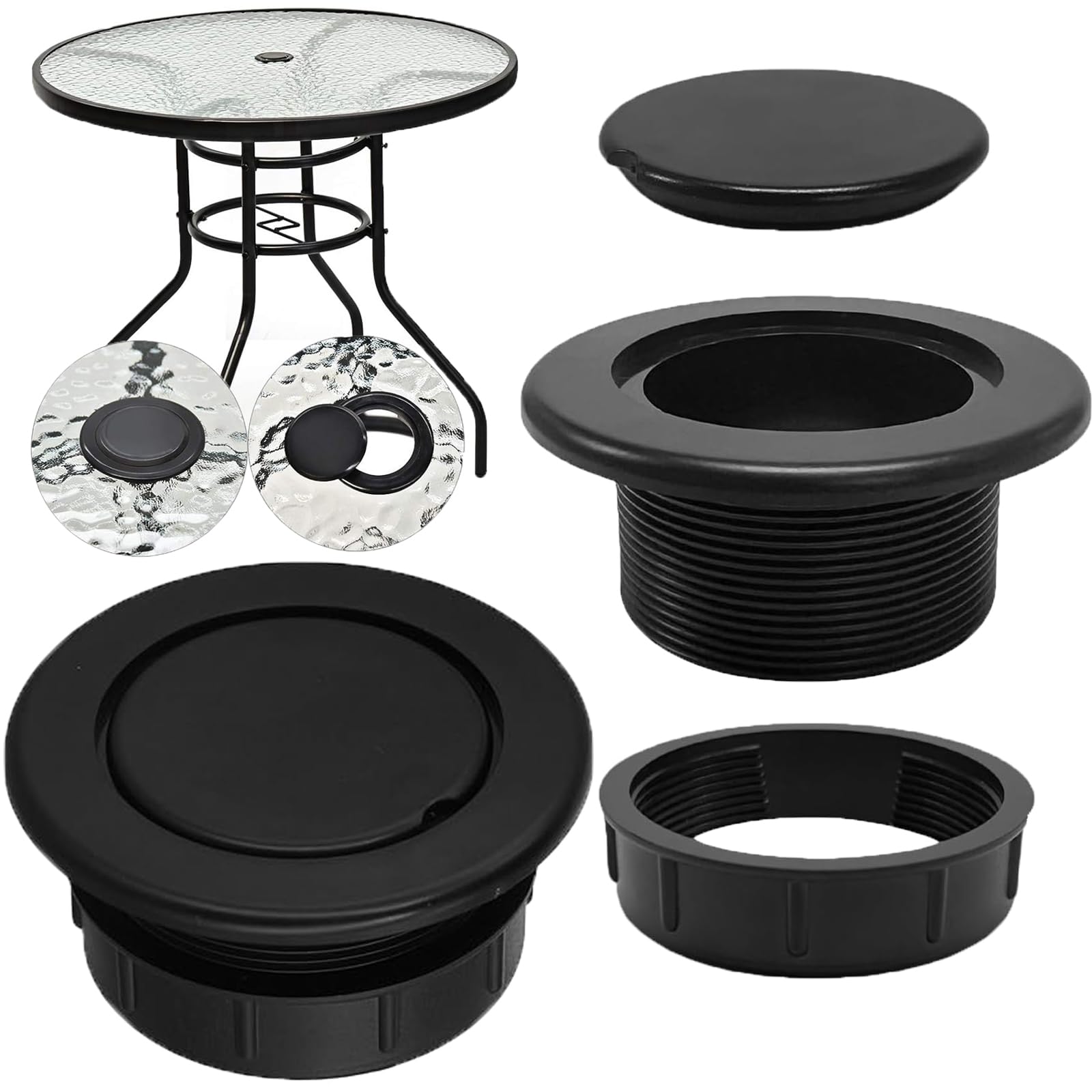 Upinfun Patio Table Umbrella Hole Ring Plug Cap Set For Outdoor Parasol Table Hole Cover Insert Pole Replacement Stabilizer Part