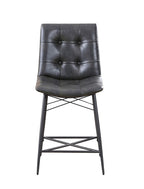 Upholstered Tufted Counter Height Stools Grey (Set of 2)