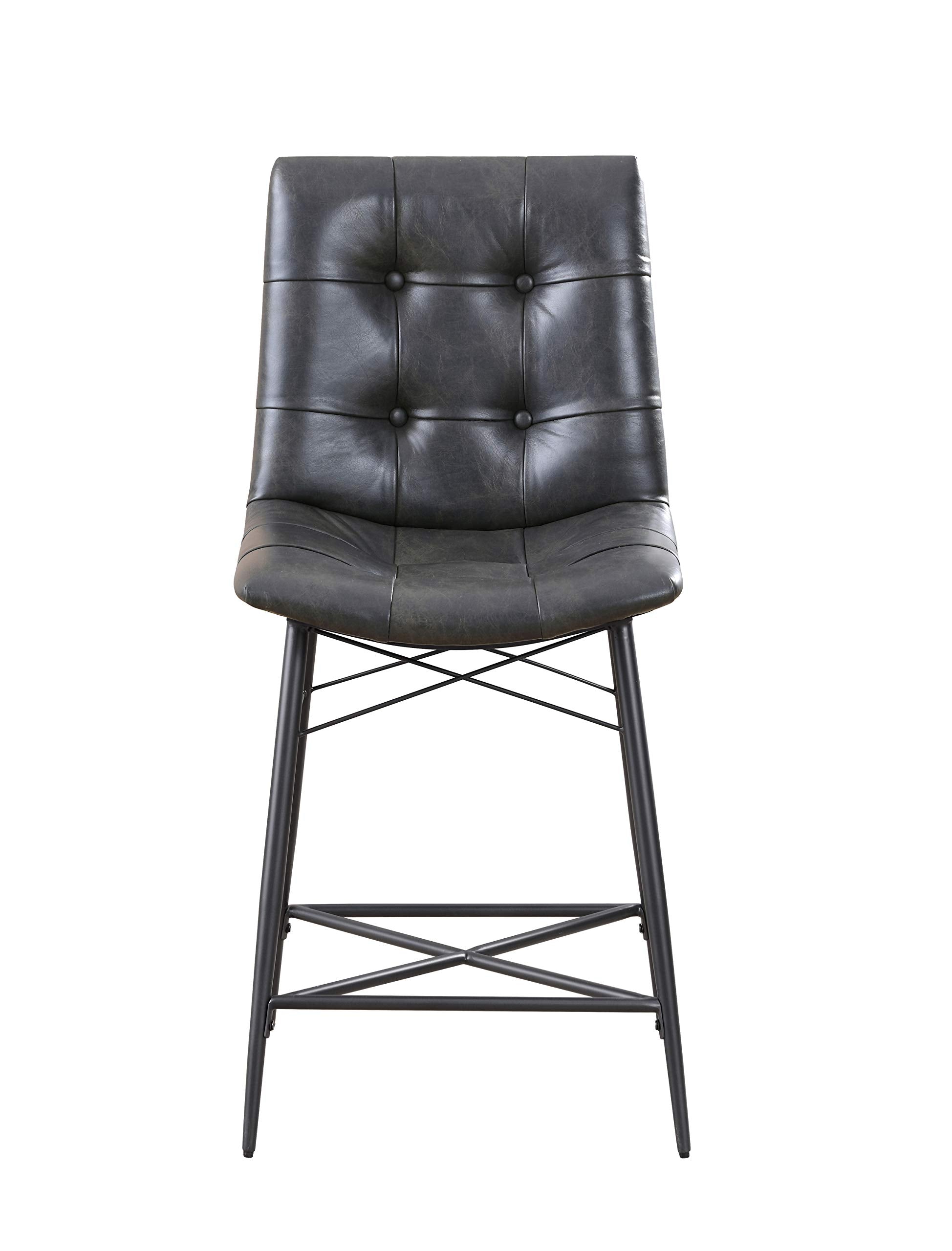 Upholstered Tufted Counter Height Stools Grey (Set of 2)