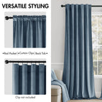 Miulee Velvet Curtains 84 Inches - Luxury Blackout Curtains For Bedroom Living Room Super Soft Light Blue Thermal Insulated Dusty Blue Window Drapes Back Tab, Stone Blue, W52 X L84 Inches, 2 Panels