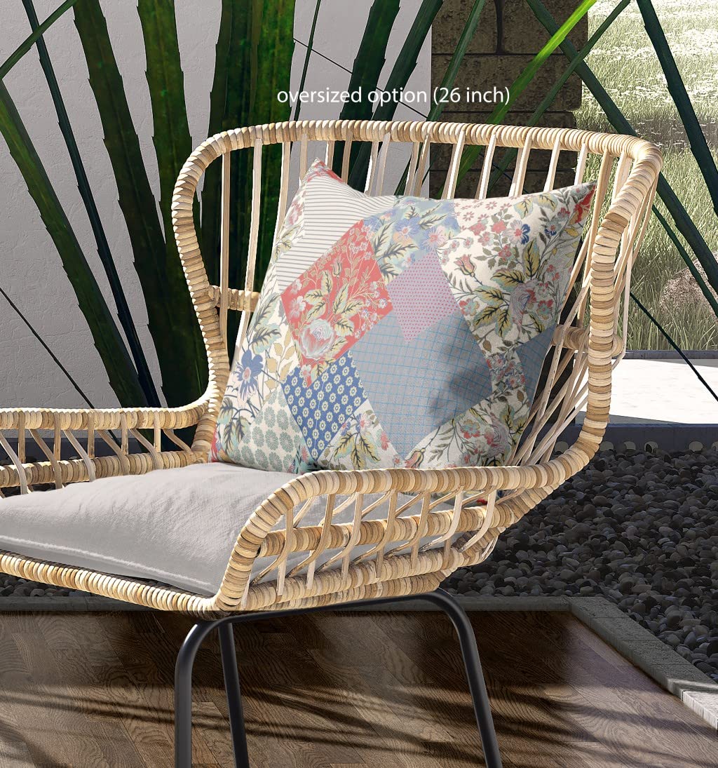 HomeRoots Gold Red White Broadcloth Red White Boho Floral Indoor Outdoor Throw Pillow