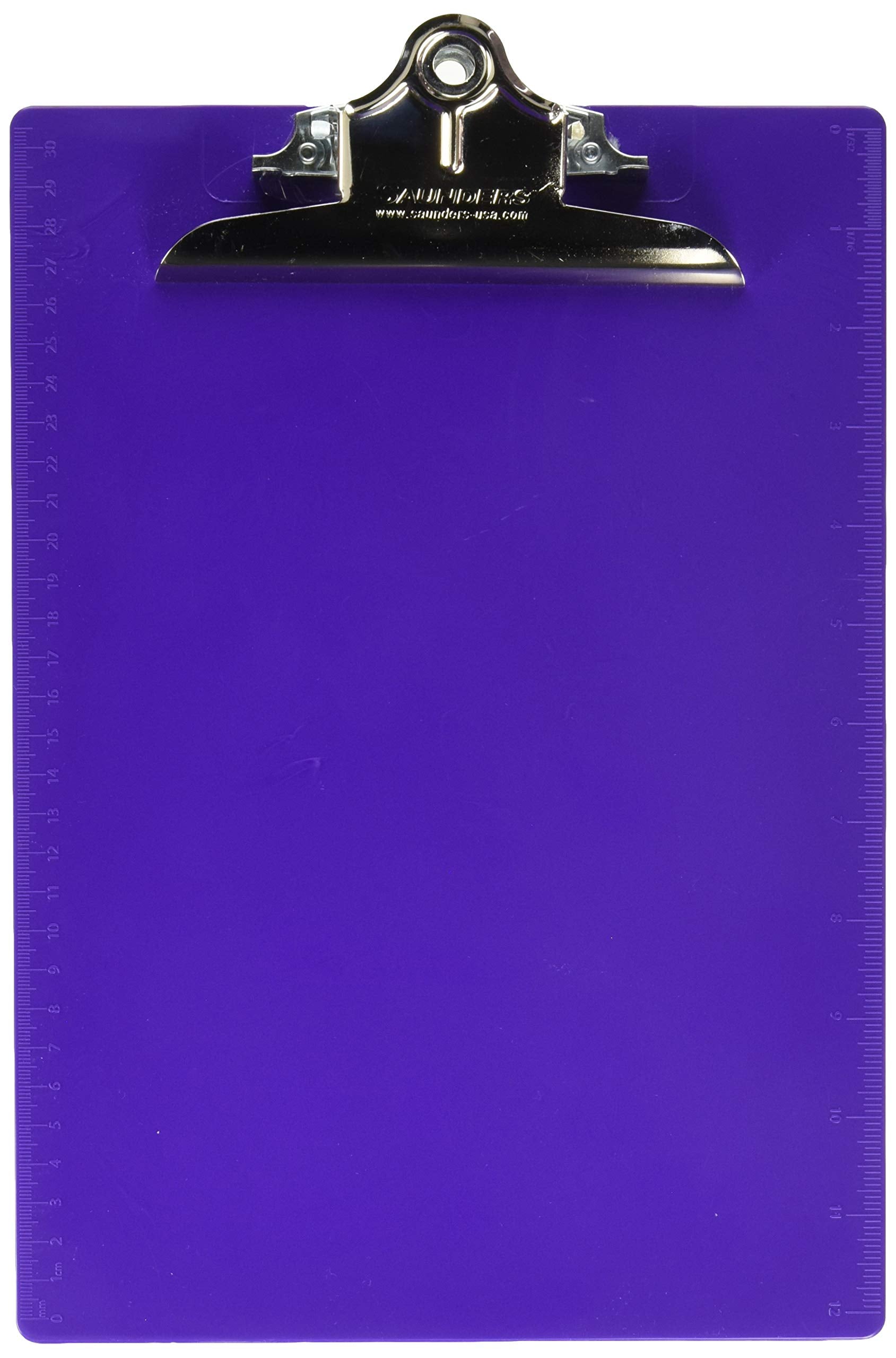 Saunders 21606 Recycled Plastic Clipboard W/Ruler Edge, 1' Clip Cap, 8 1/2 X 12 Sheets, Purple
