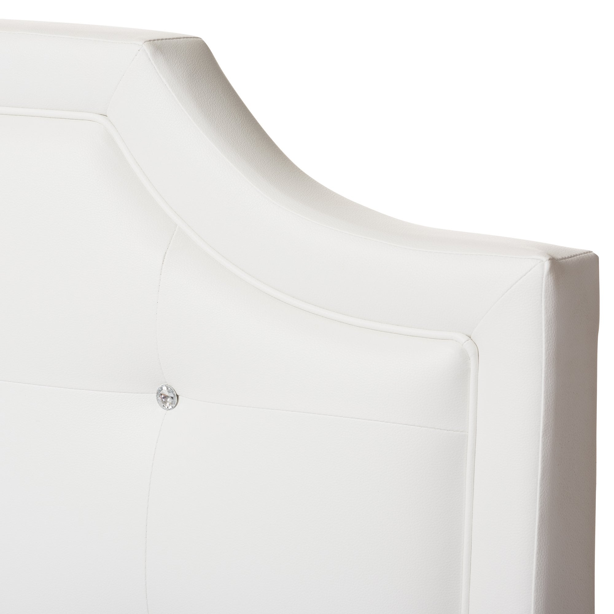 Baxton Studio Carlotta Modern Bed with Upholstered Headboard, Full, White