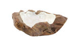 Deco 79 Teak Wood Handmade Live Edge Free Form Decorative Bowl With Capiz Interior, 5'' X 16'' X 16'', Tan Brown, Conveniently S
