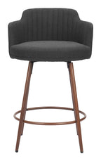 Zuo Kono Swivel Counter Stool Black & Walnut