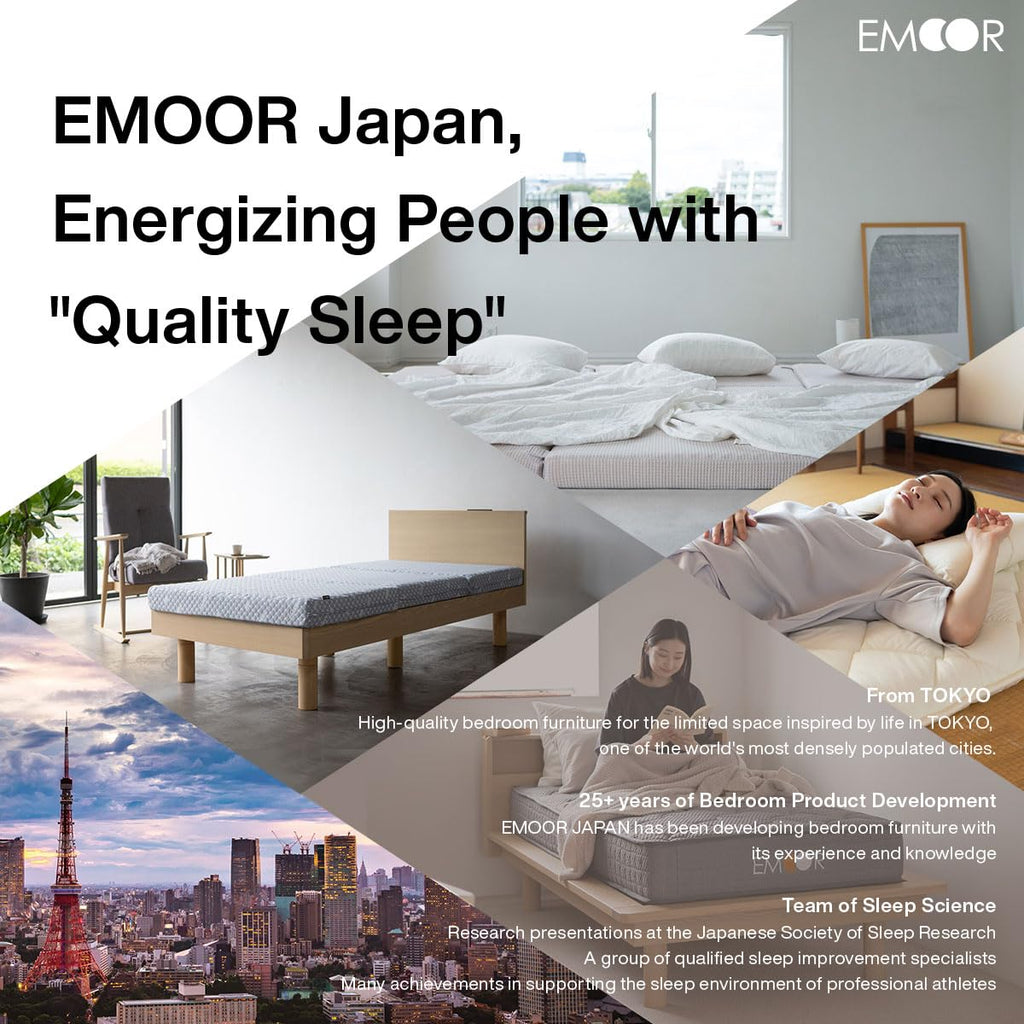 Emoor Foldable Hybrid Futon Mattress, High-Resilience Urethane Foam 150N With Washable Padded Cover, Twin, Tatami Floor Sleeping Mat Pad Topper, Gray