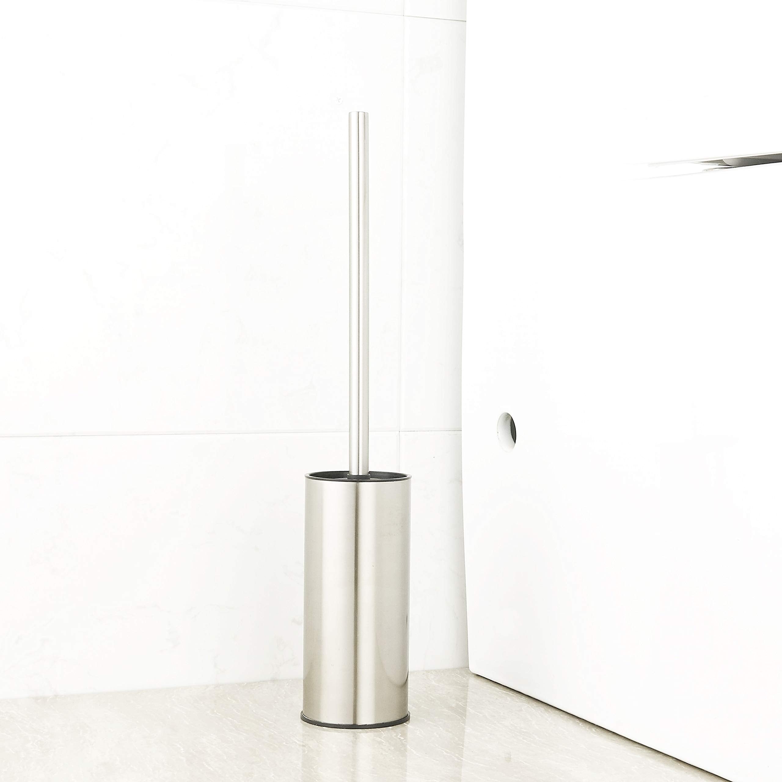 BGL Brushed Nickel Toilet Brush Holder - Freestanding Stainless Steel 304 Round Toilet Bowl Brush for Bathroom Decor
