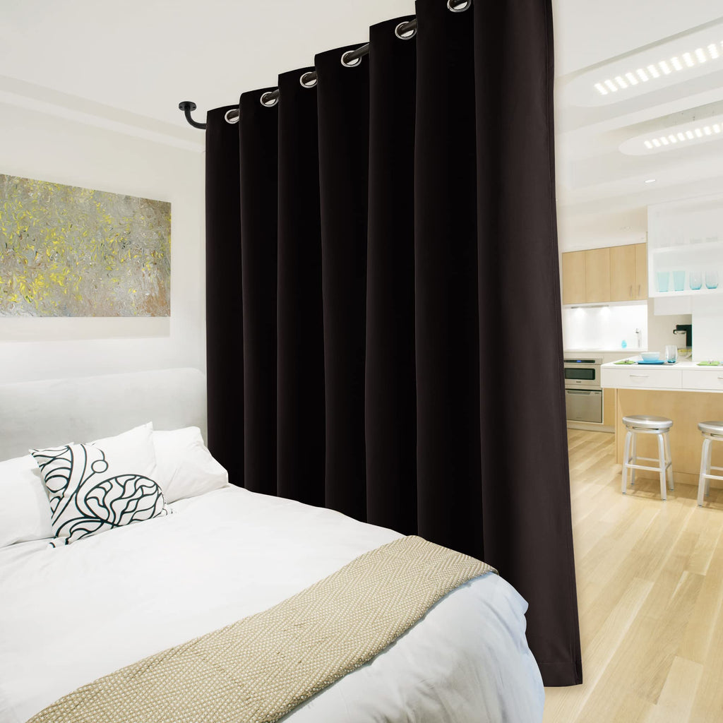 Nicetown Extra Wide Patio Door Curtain, Super Heavy-Duty Thermal Sliding Glass Door Lined Drape, Privacy Assured 100% Blackout Window Treatment(Brown, 1 Panel, 100 Inches W X 84 Inches L)