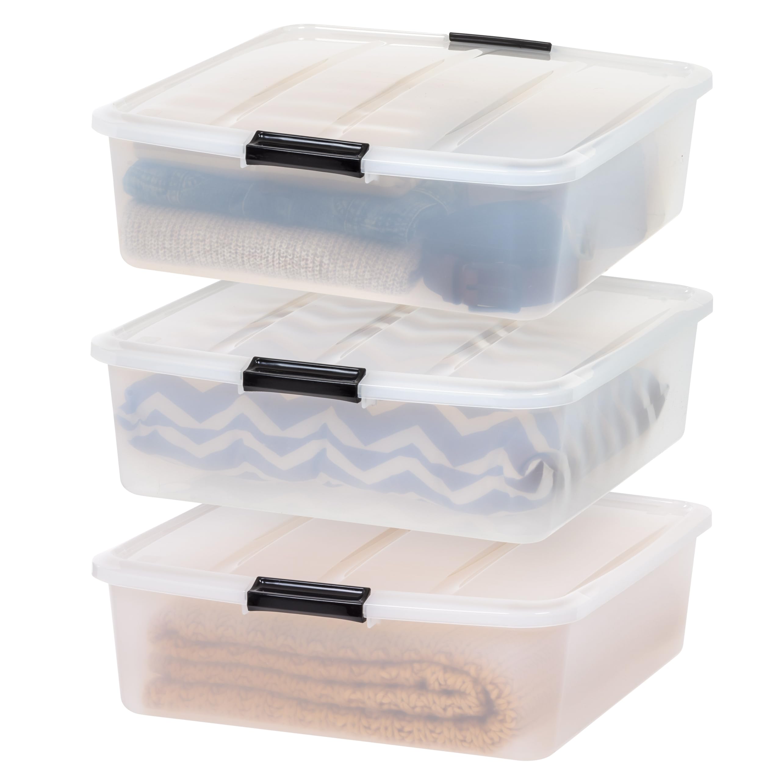 IRIS USA 33 Qt Plastic Under Bed Storage Organizer Bin Container with ...