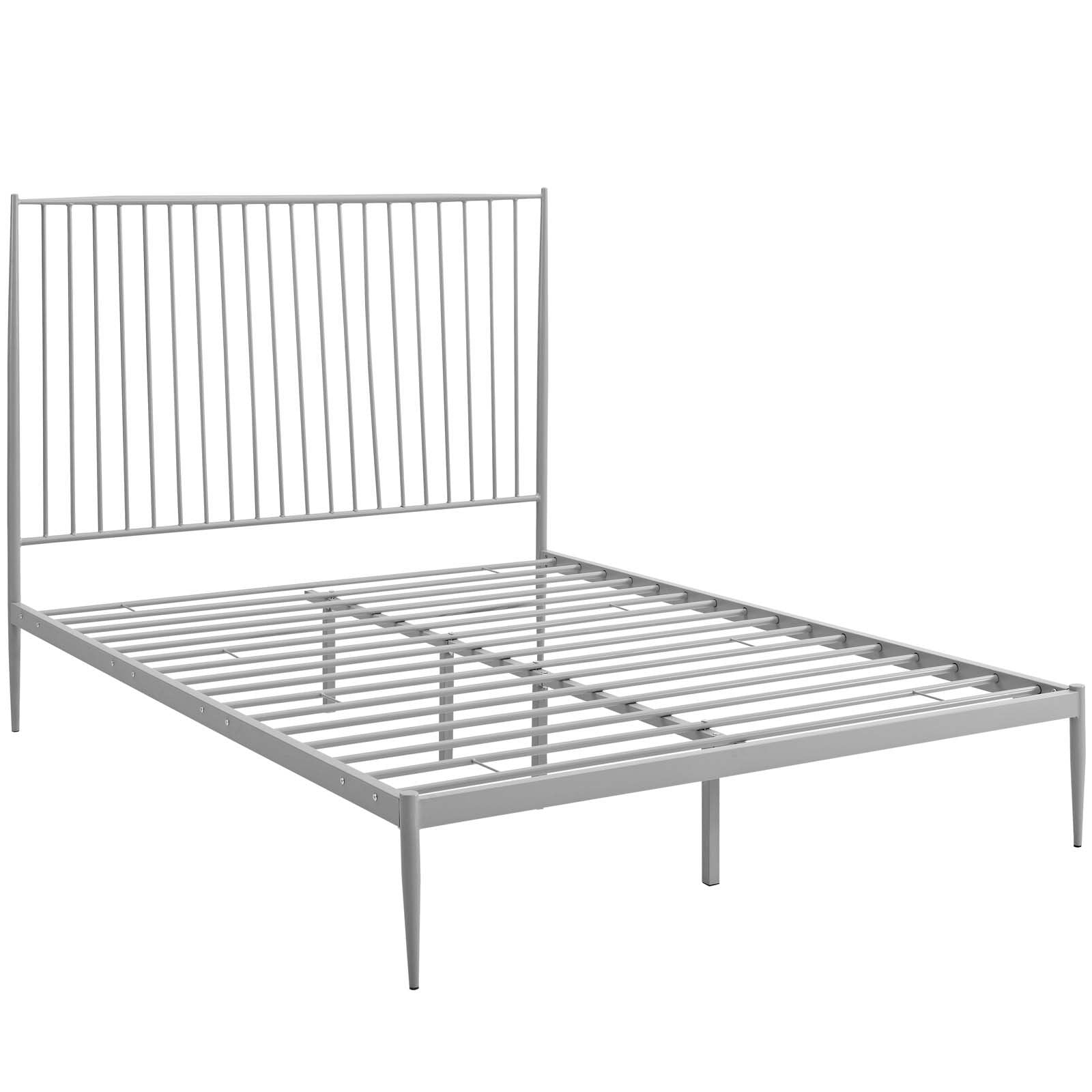Modway Annika Powder-Coated Steel Queen Size Platform Bed In Gray