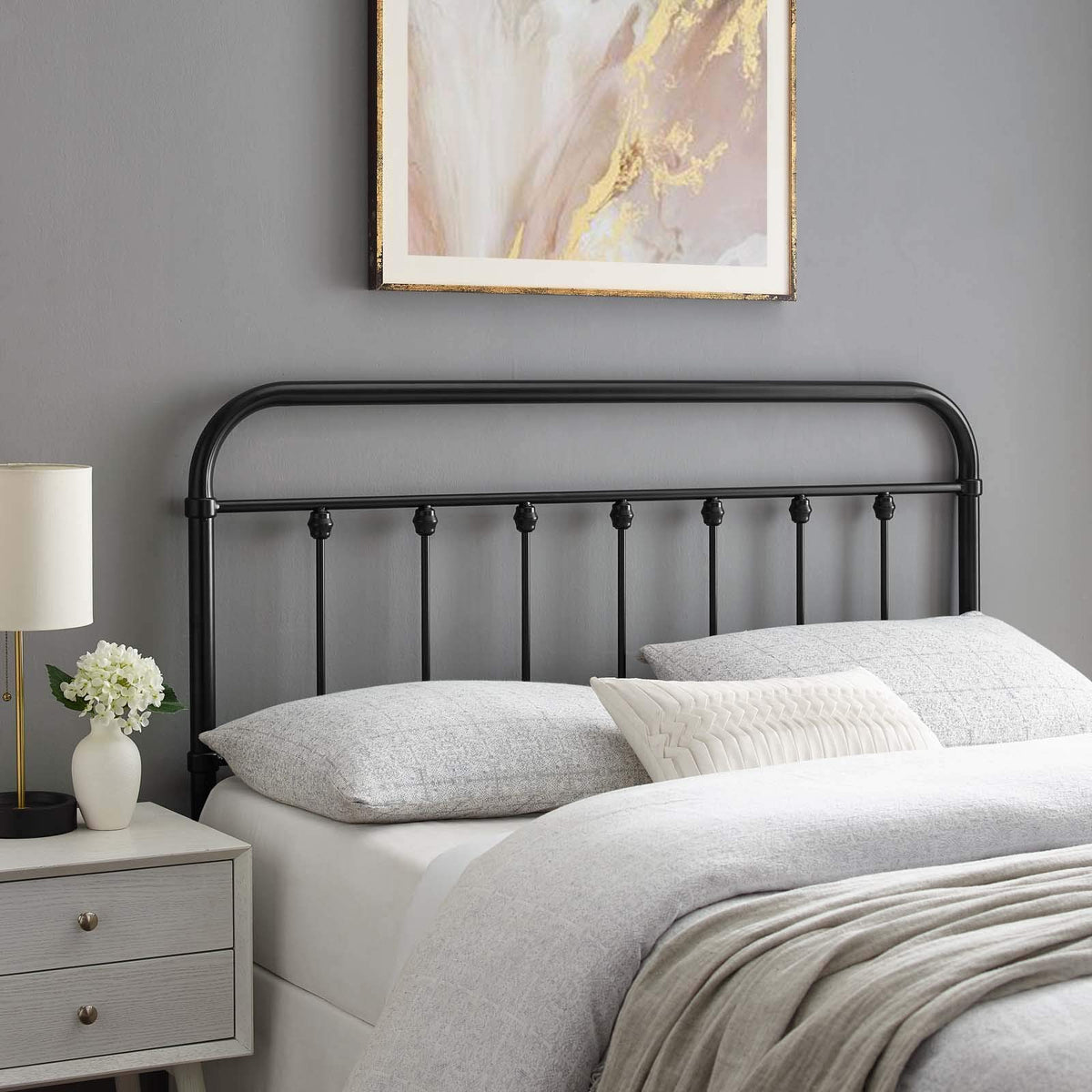 Modway Mod-6152-Blk Sage Twin Metal Headboard, Black