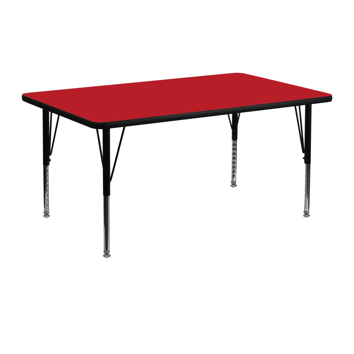 Flash Furniture Wren 24''W x 48''L Rectangular Red HP Laminate Activity Table - Height Adjustable Short Legs