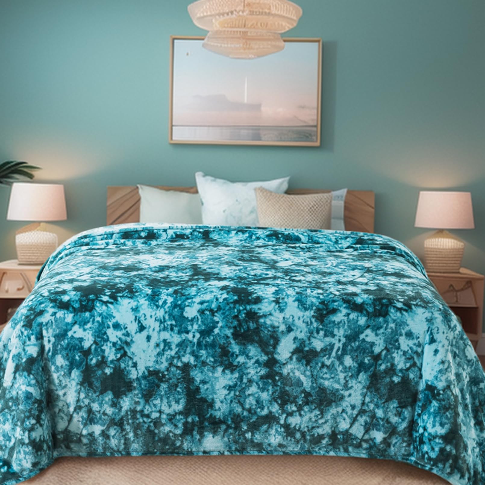 Richave Fuzzy Blanket Twin Size - Teal, Premium Lightweight Anti-Static, Plush And Furry Faux Fur, Reversible Blankets For Twin/Twin Xl Extra Long Bed, 66X90 Inches,Teal