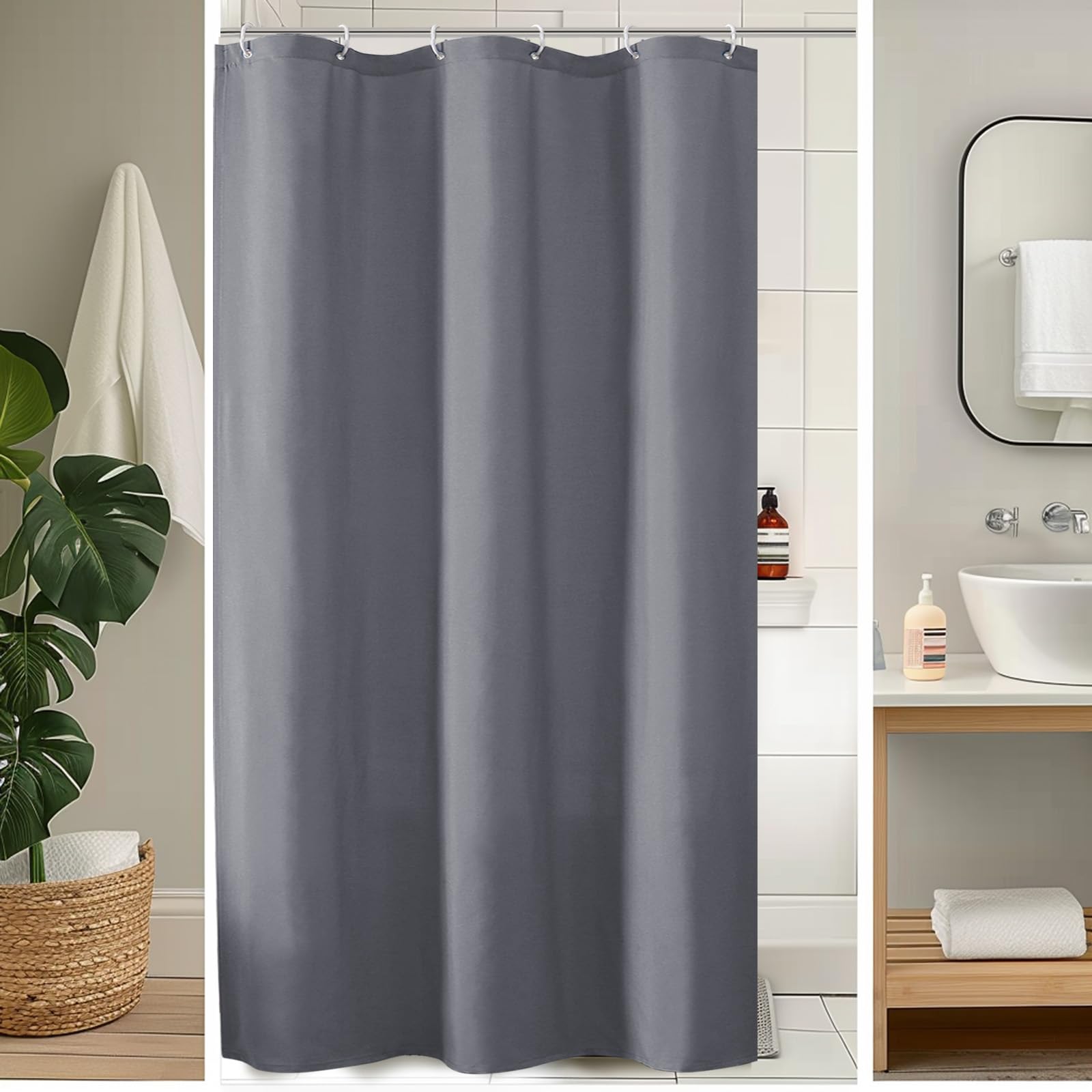 Ovzme Zora 36 X 72 Inch Stall Fabric Shower Curtain - Soft & Texture Small Grey Shower Curtain For Bathroom For Narrow Stall Siz