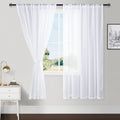 Hiasan White Sheer Curtains 63 Inch Length With Tiebacks, Rod Pocket Light Filtering Extra Wide Voile Drapes Window Curtains For