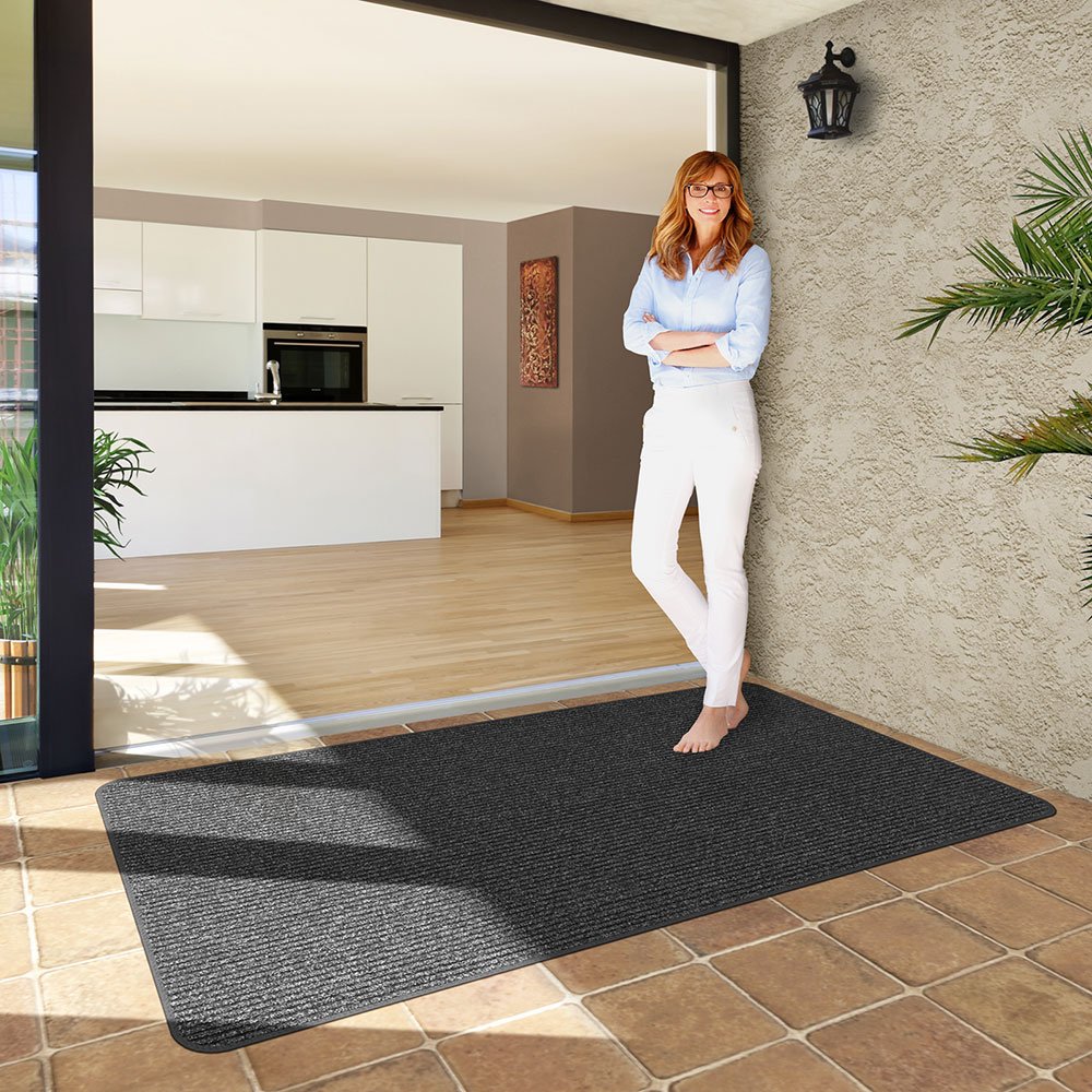 House, Home And More Skid-Resistant Heavy-Duty Door Mat - Charcoal Black - 2 Feet X 4 Feet