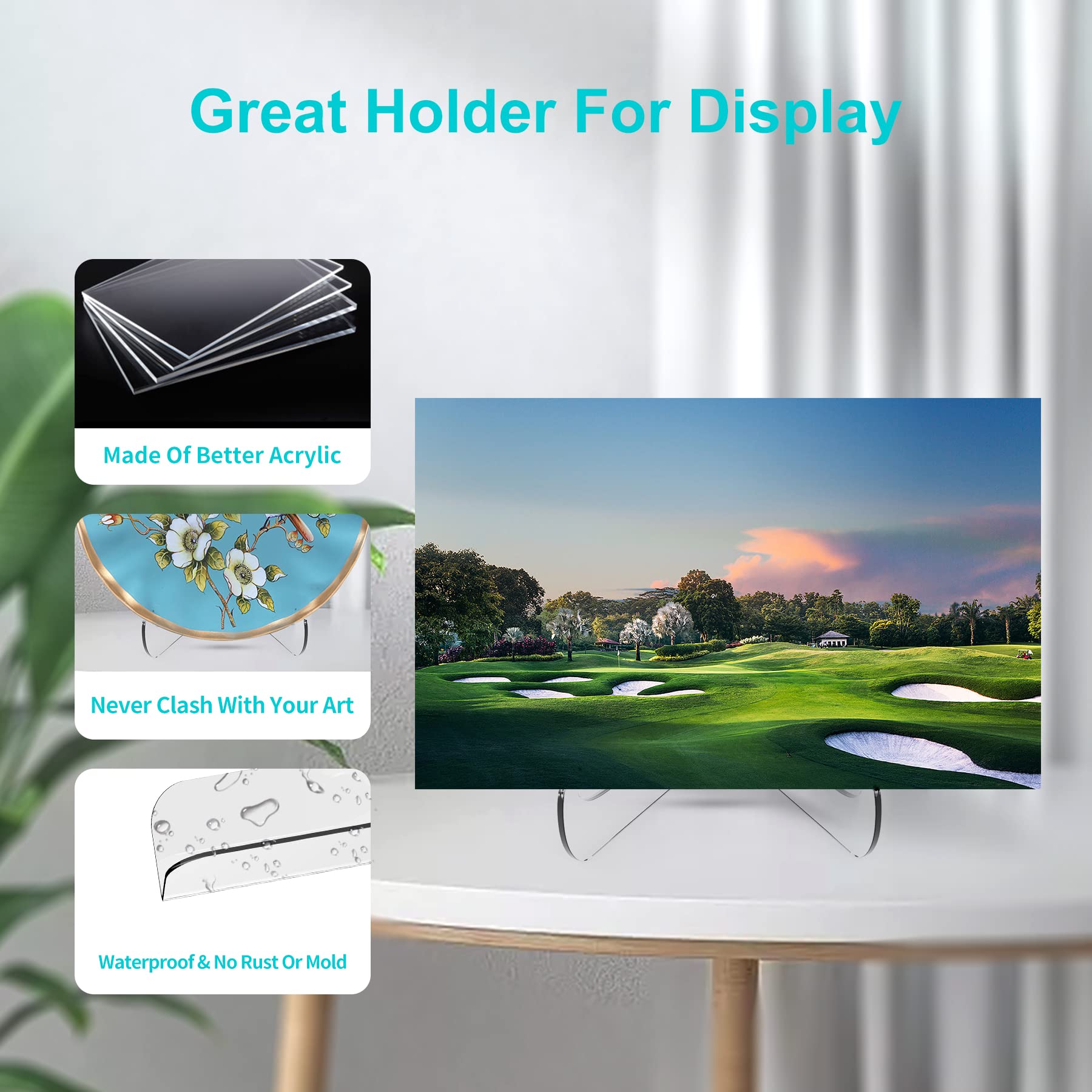 Boloyo 60-Degree Angle Acrylic Plate Display Stand , 6 Inch 5Pc Clear Acrylic Display Holder Easel Base For Home Office Kitchen