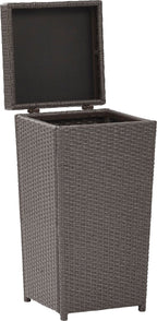 Crosley Furniture Palm Harbor Resin Wicker Outdoor Trash Can With Lid for Backyard, Patio, Deck, Balcony, Gray