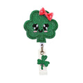 St Patrick'S Day Badge Reel, Glitter Shamrock Clover Id Badge Holder With Clip, Retractable Badge Reel With Swivel Alligator Cli