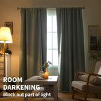 Bgment Rod Pocket Blackout Curtains For Bedroom - Thermal Insulated Room Darkening Curtain For Living Room, Light Sage, 42 X 84 Inch, 2 Panels