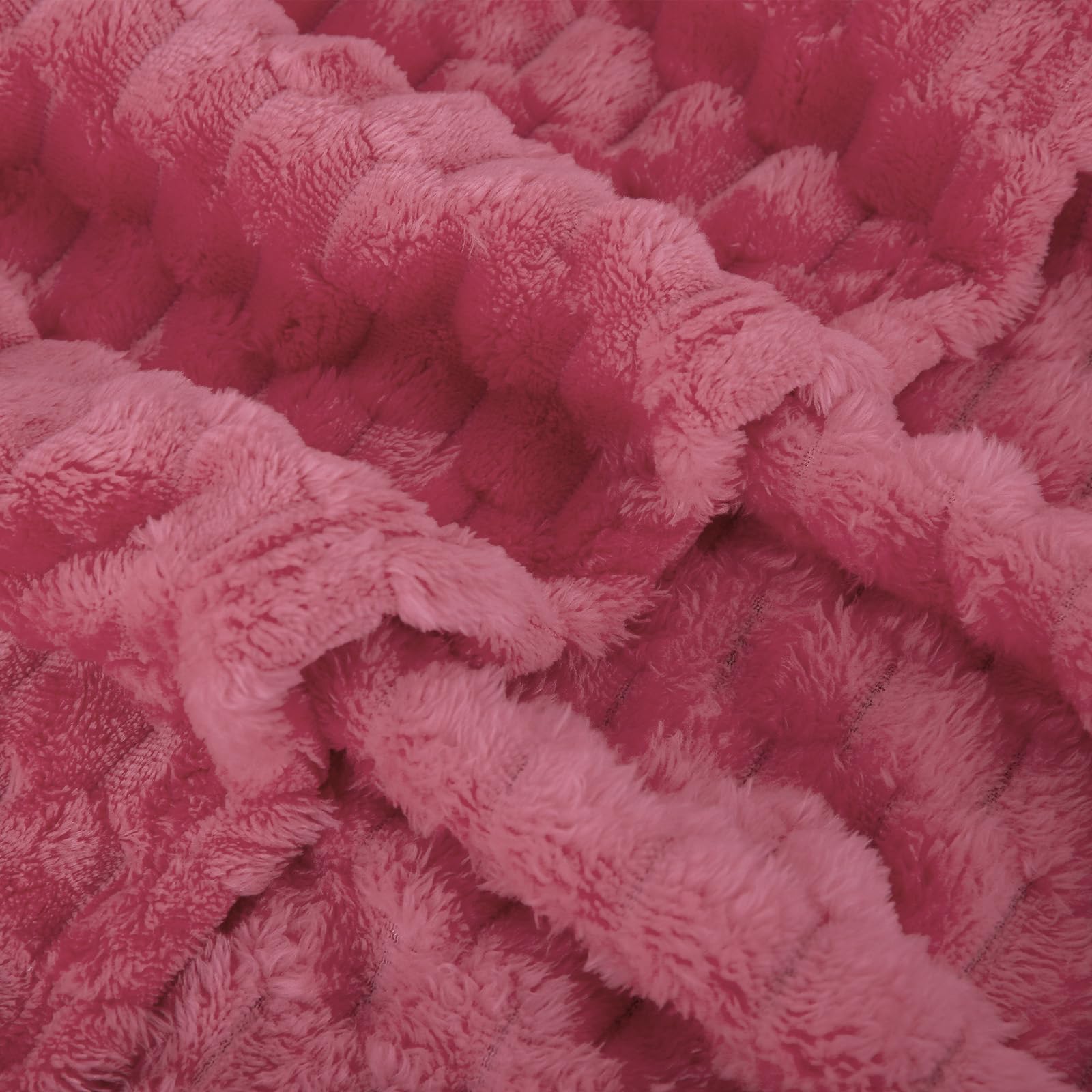 Rose Pink Throw Blanket 50''  60'' Inches Gifts For Mom Fuzzy 3D Jacquard Decorative Flannel Fleece Super Soft Plush Cozy Blanke