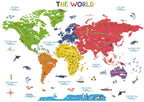 DECOWALL DL3-2212 XLarge World Map Kids Wall Stickers (59x40 inch) Decals Peel and Stick Removable for Nursery Bedroom Living Ro