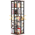 Aheaplus Rotating Bookshelf, Corner Bookcase, 360 Display Wood Spinning Bookshelves, Floor Standing Bookcase Narrow Shelf,5 Tier