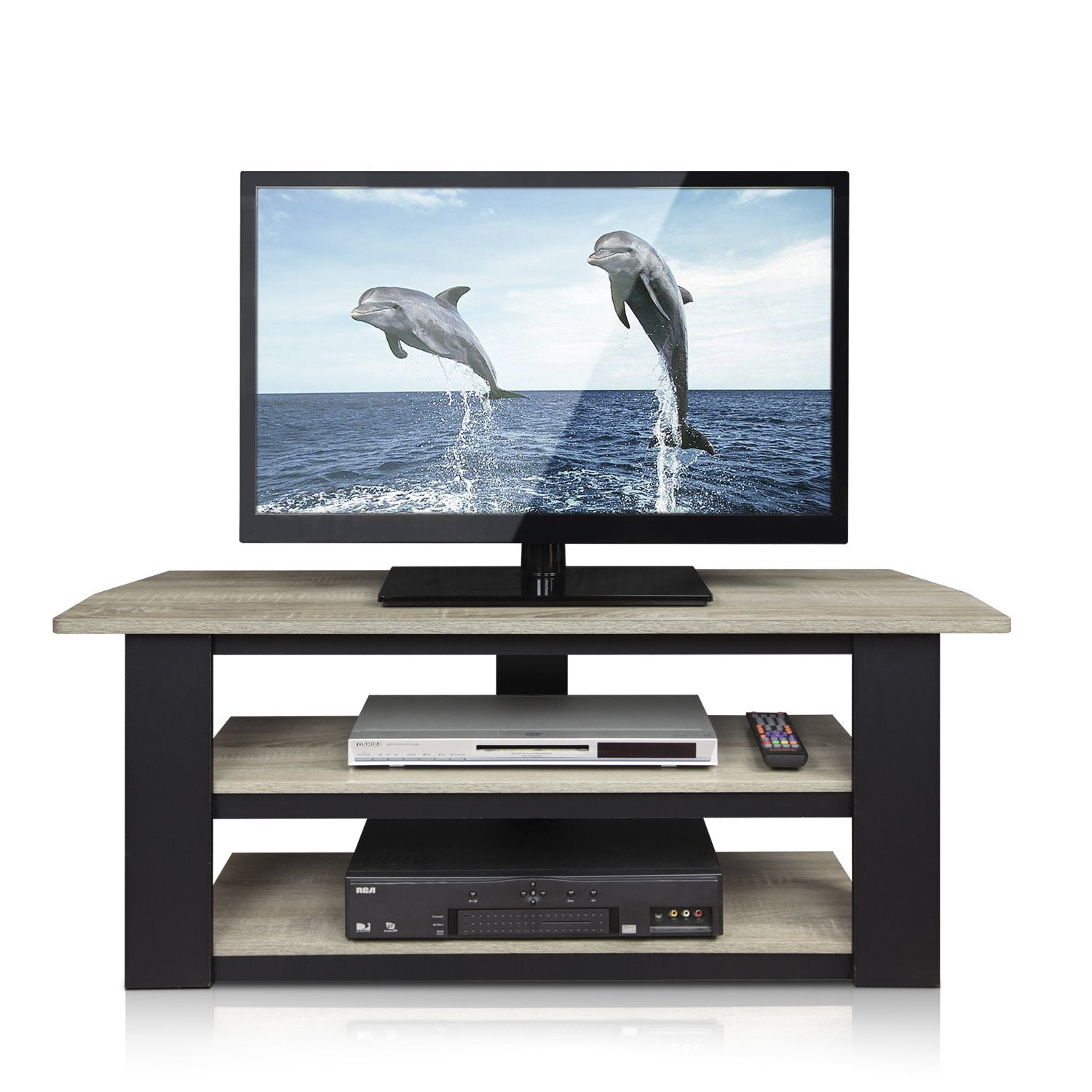 FURINNO Parsons 42-in TV Entertainment Center, French Oak Grey