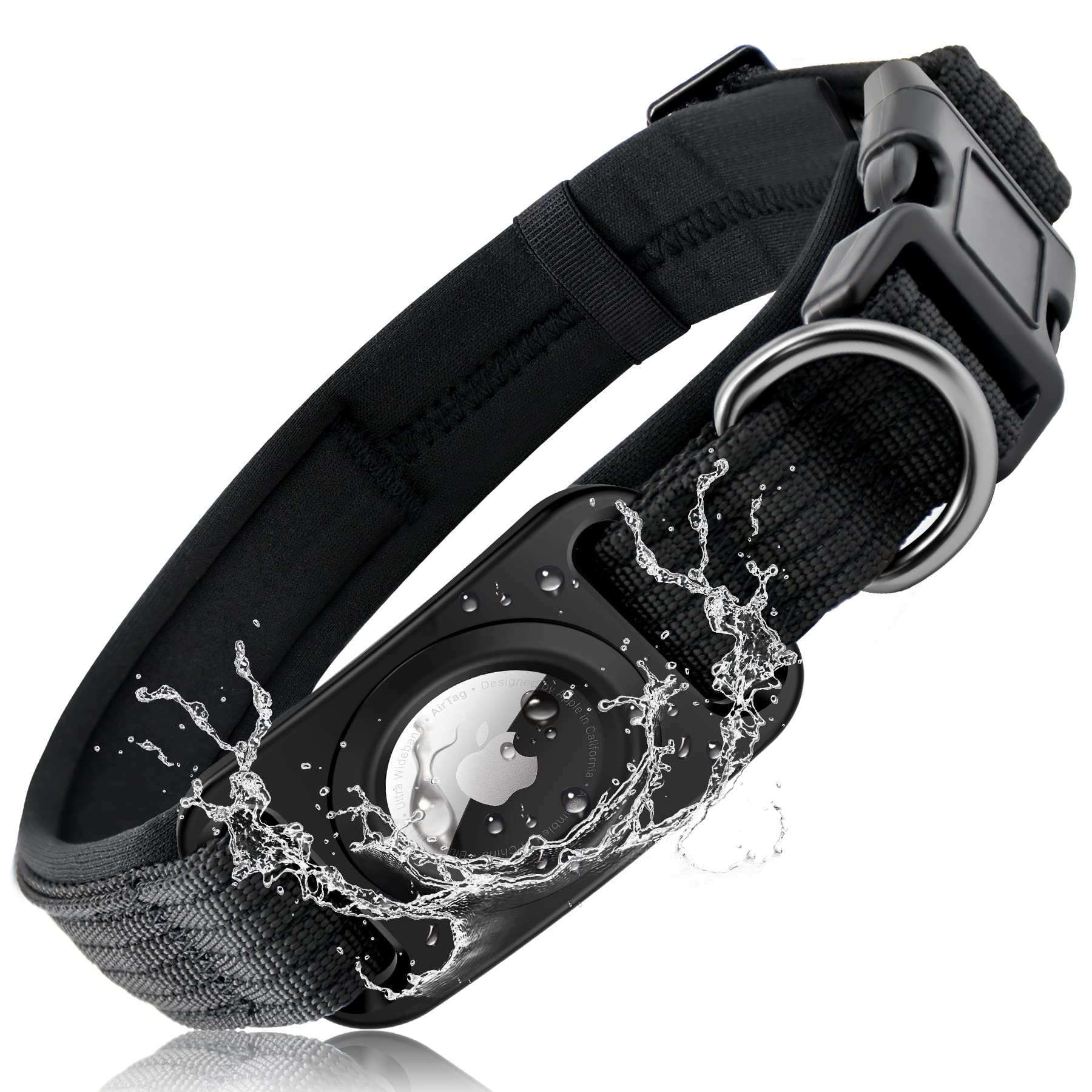 Waterproof Airtag Dog Collar, Sankala Padded Apple Air Tag Dog Collar, Heavy Duty Dog Collar With Airtag Holder Full Body Covere