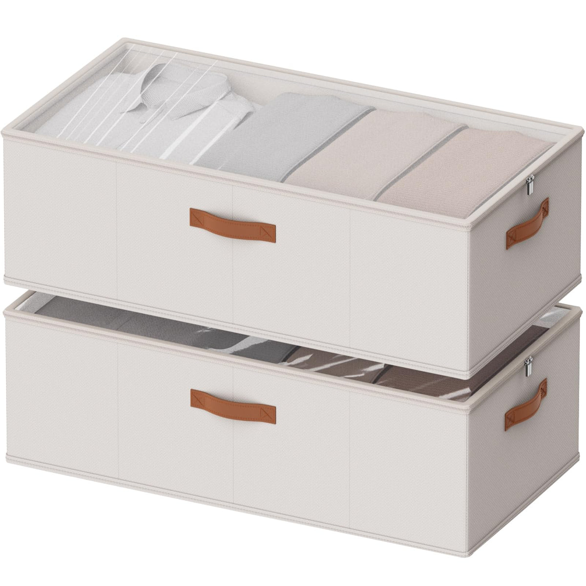 DYWMM Under Bed Storage Containers, 10 Inches Tall 80L, Foldable Underbed Storage Bags, Closet Organizers and Storage Bins for C