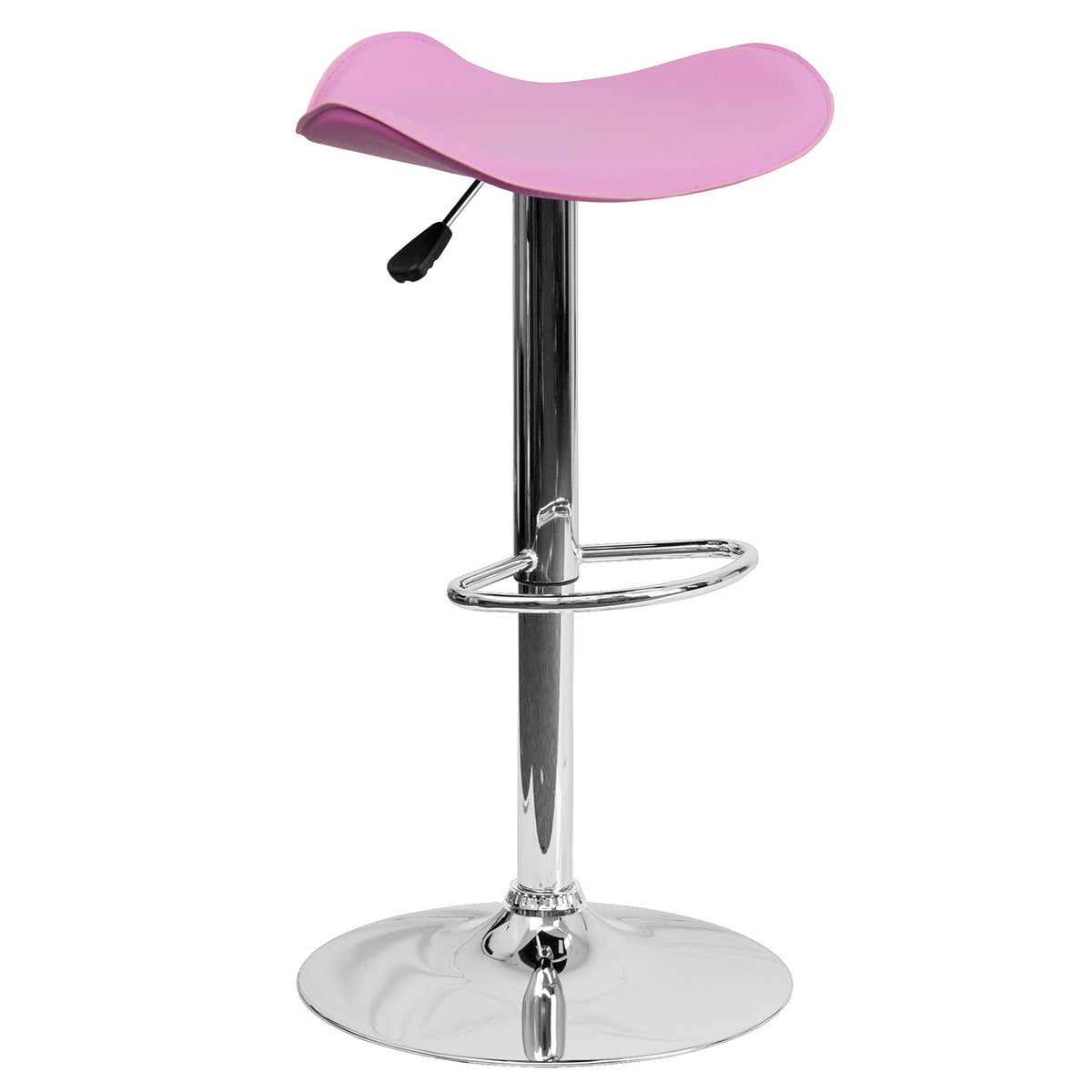 Flash Furniture Contemporary Pink Vinyl Adjustable Height Barstool With Wavy Seat And Chrome Base