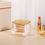Hipiwe Clear Acrylic Q-Tip Holder with Lid - Bathroom Cotton Swab Dispenser Canister Organizer for Countertop Storage