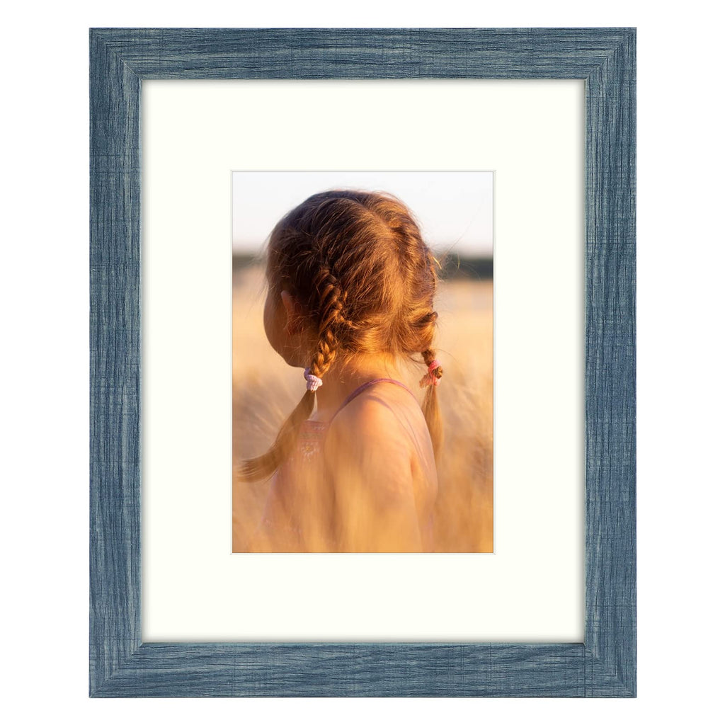 Golden State Art, 8x10 Picture Frame with Mat for 5x7 Photo - High Definition Glass Wall Mounting or Tabletop Display (Blue, 1 P