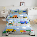 Cartoon Cars Kids Comforter Set Twin Size,Construction Vehicles Equipment Cute Bedding Set For Boys Girls Adults,Toddler Truck T