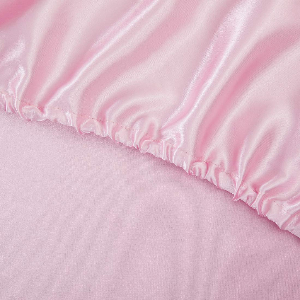 Treely Satin Sheet Set - King Size, 6 Pieces, Pink, Deep Pocket, Silky Soft, Breathable