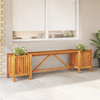 vidaXL Patio Bench with Integrated Flower Planters, Solid Acacia Wood, Light Oil Finish, Weather-Resistant, Ideal for Outdoor Garden, Patio, or Deck