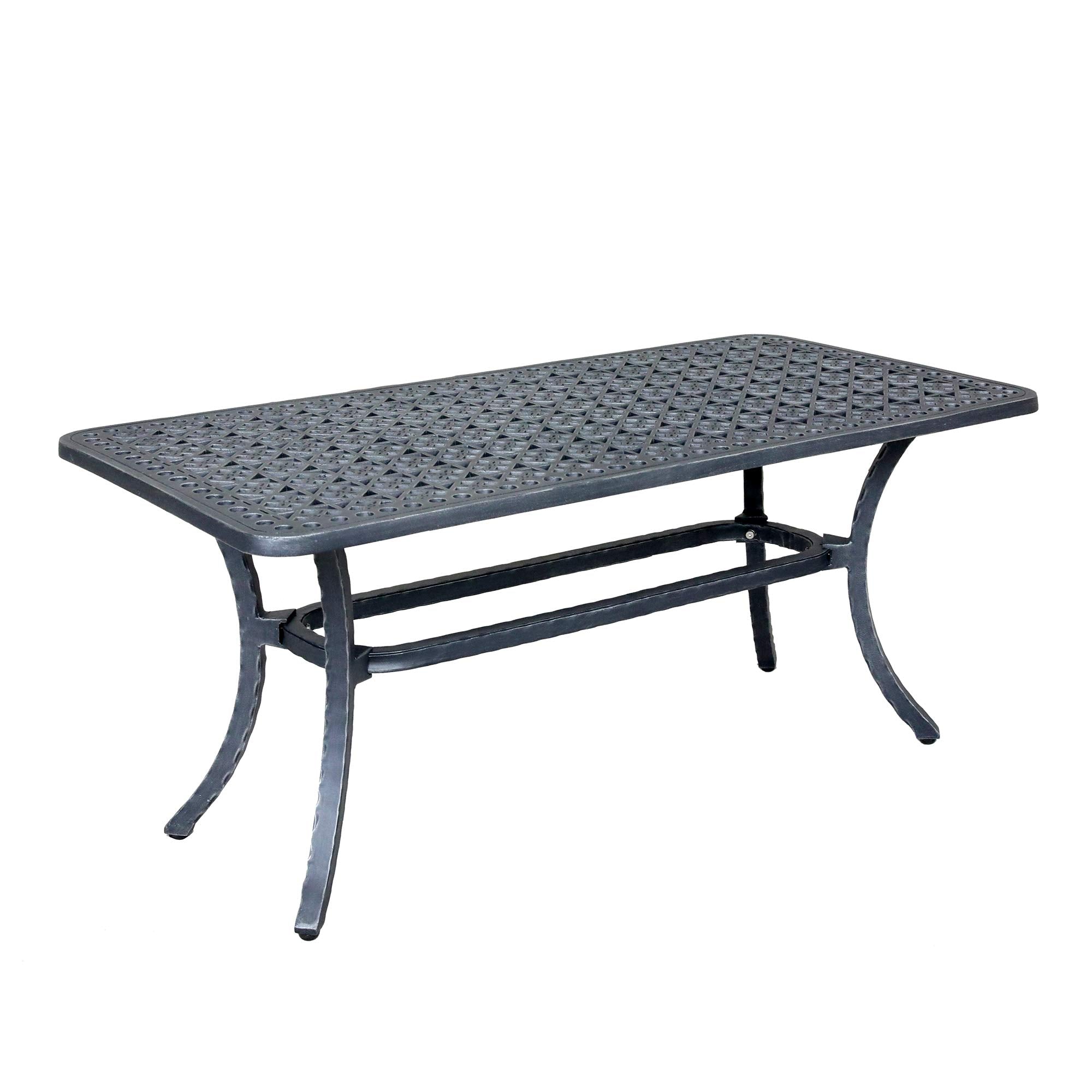 Marbella Cast Aluminum 21x42 Inch Coffee Table (Aluminum, Burnished Pewter)